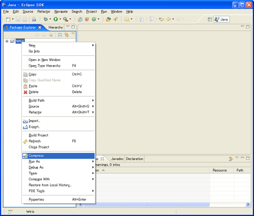 Graphical User Interface of SophiaCompress( Java ) using the Eclipse IDE