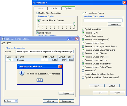 SophiaCompress(Java) OASIS Graphical User Interface